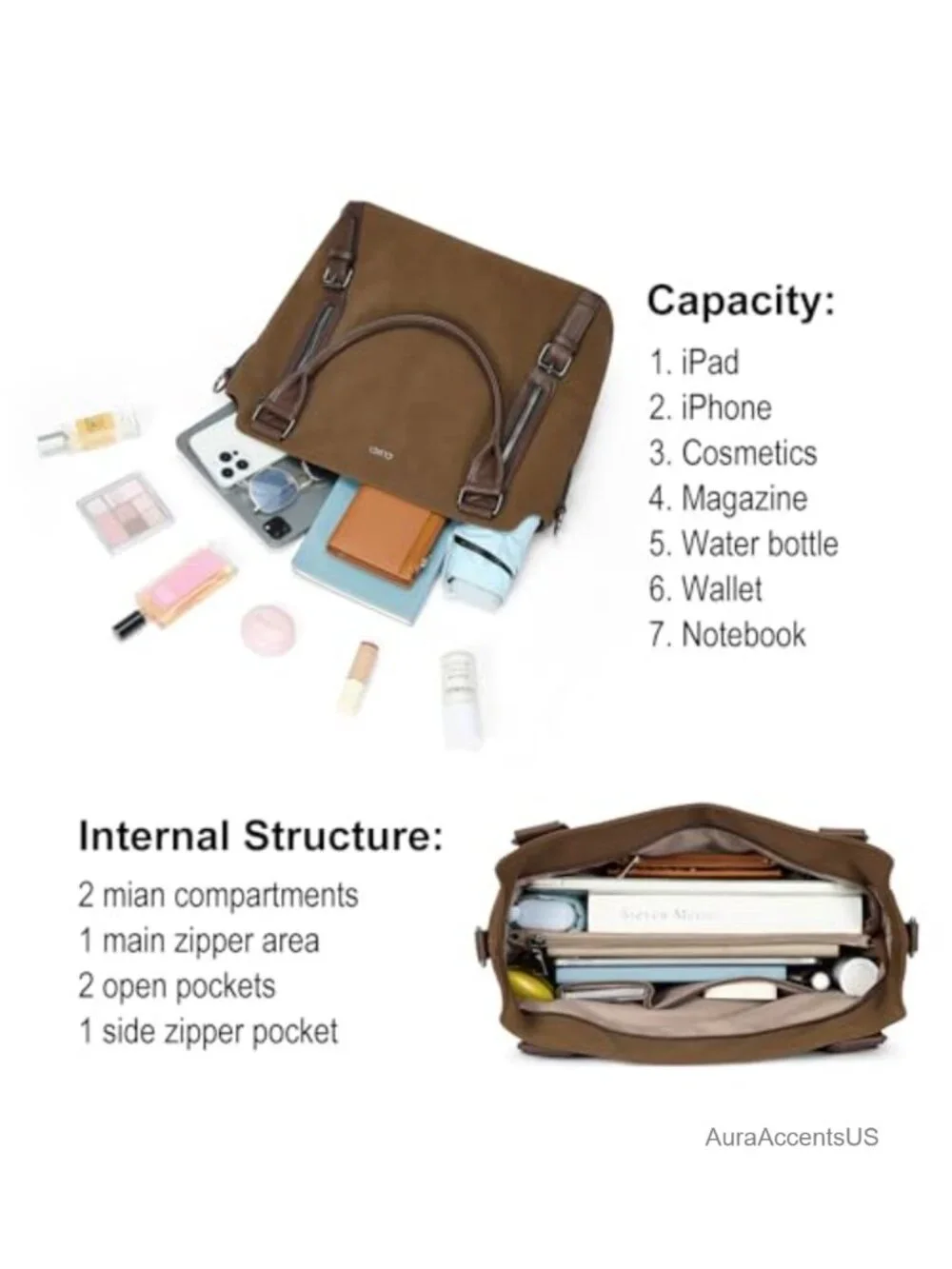 Large Suede Hobo Handbags for Women, Multi-Pocket Shoulder Crossbody Purse